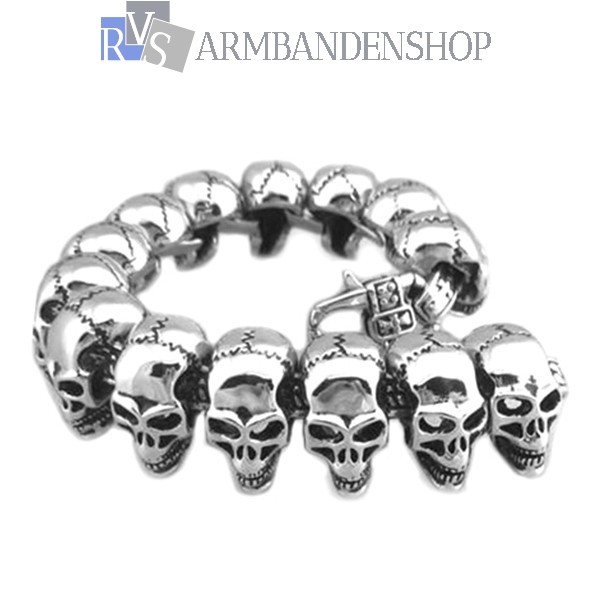 bikers armband " Skull " . - RVS-Armbandenshop.nl