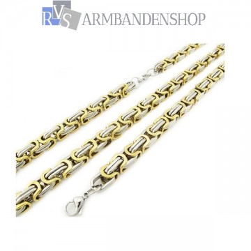 RVS set Bi-color koningsschakel ketting + armband RVS set Bi-color koningsschakel ketting + armband