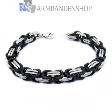 Rvs Bi-color koningsschakel armband. Rvs Bi-color koningsschakel armband.