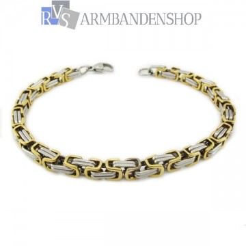 Rvs Bi-color koningsschakel armband. Rvs Bi-color koningsschakel armband.