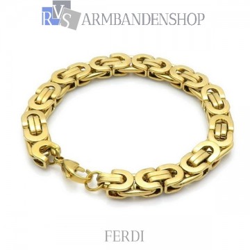 Rvs Gold plated koningsschakel armband "Ferdi".