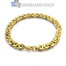 Rvs Gold plated platte koningsschakel armband.