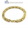 Rvs Gold plated platte koningsschakel armband.