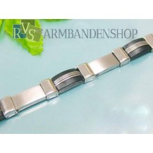 RVS armband met rubber 20,2 cm.