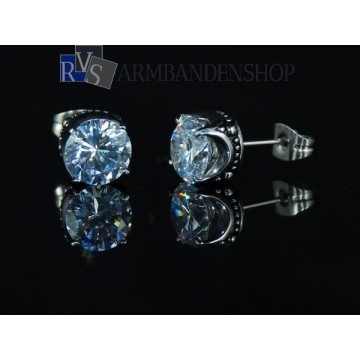 Rvs oorbellen met "diamant".