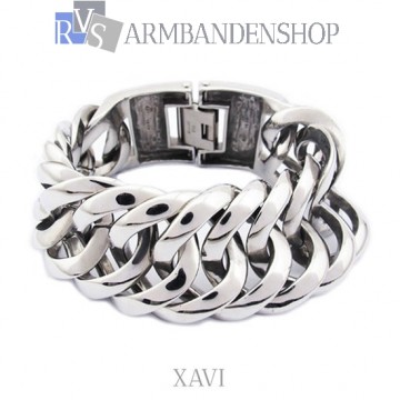 Gemiddeld kin tussen Rvs heren armband "Xavi" 3 cm breed. - RVS-Armbandenshop.nl
