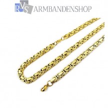 RVS set Gold-color koningsschakel ketting + armband.