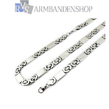 RVS sieraden set platte koningsschakel ketting + armband RVS sieraden set platte koningsschakel ketting + armband