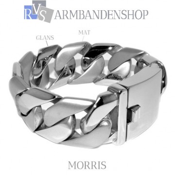 Mat en glans rvs armband geborsteld staal  "Morris".