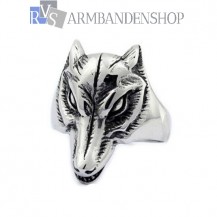 Rvs wolf head ring.