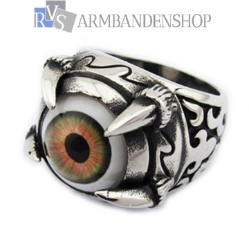 Rvs eye of Satan ring.