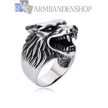Rvs Wolf ring.