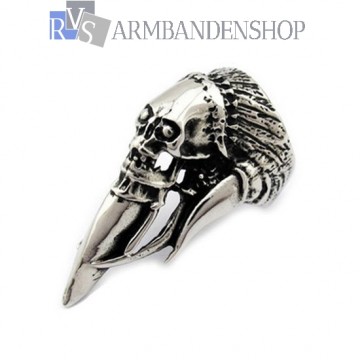 Rvs Ivory & Skull ring.