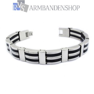 RVS armband met rubber 22 cm. RVS armband met rubber 22 cm.