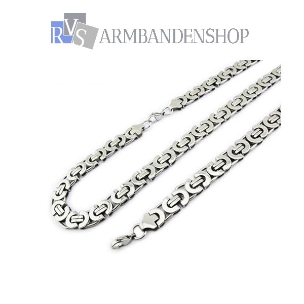 Plantkunde twintig Baleinwalvis RVS sieraden set platte koningsschakel ketting + armband - RVS -Armbandenshop.nl