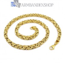 RVS  Gold-color koningsschakel ketting 70 cm.