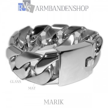 Mat en glans rvs armband geborsteld staal "Marik". Mat en glans rvs armband geborsteld staal "Marik".
