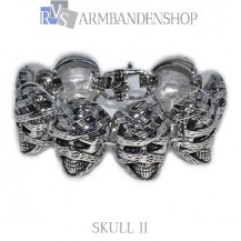 Rvs bikers armband "Skull II" 21 cm.