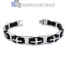 RVS armband met rubber 21 cm.