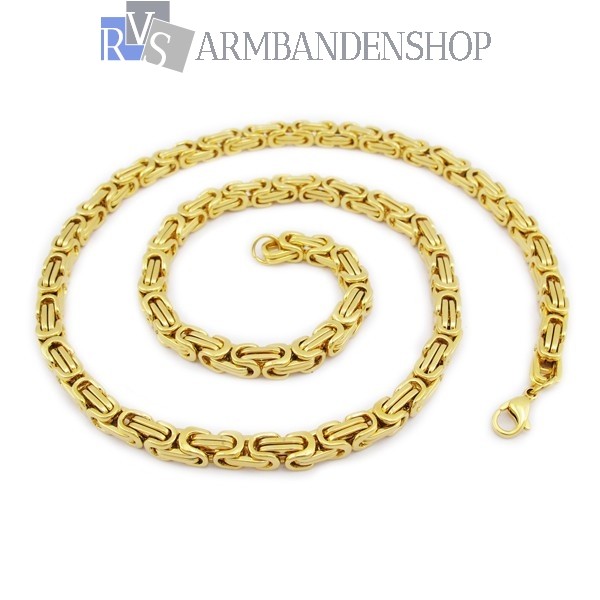 RVS Gold-color koningsschakel ketting 70 cm. -