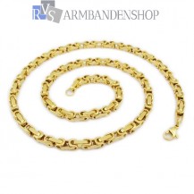 RVS  Gold-color koningsschakel ketting 52 cm.