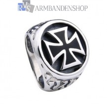 Rvs bikers ring kruis.