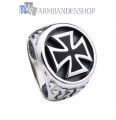 Rvs bikers ring kruis.