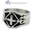 Rvs bikers ring kruis.