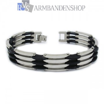 RVS armband met rubber 20.5 cm.