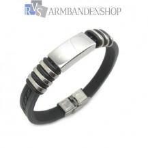 Siliconen armband met rvs accent.