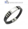 Rubberen armband met rvs accenten.