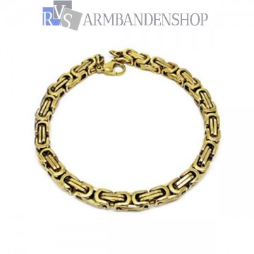 Rvs Gold-color koningsschakel armband.