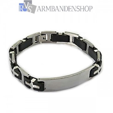 RVS armband met rubber 22 cm.