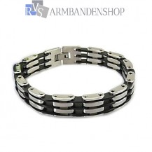 RVS armband met rubber 21.3 cm.