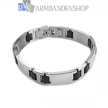 RVS armband met rubber 21.8 cm. RVS armband met rubber 21.8 cm.