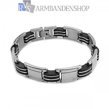 RVS armband met rubber 21 cm. RVS armband met rubber 21 cm.