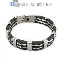 RVS armband met rubber 21 cm.