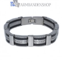 RVS armband met rubber 20 cm.