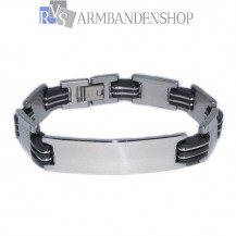 RVS armband met rubber 21.5 cm.