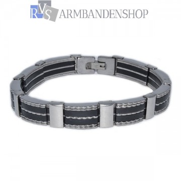 RVS armband met rubber 21 cm.