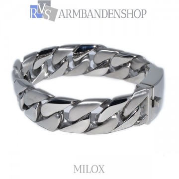 Mat en glans rvs armband geborsteld staal  "Milox".