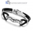 Siliconen armband met rvs accent.