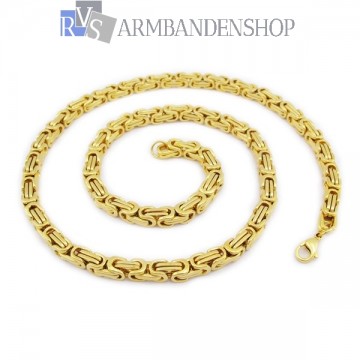 RVS Gold-color koningsschakel ketting 50 cm.