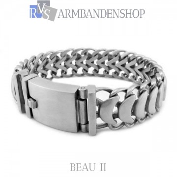 Matte rvs armband geborsteld staal "Beau II". Matte rvs armband geborsteld staal "Beau II".