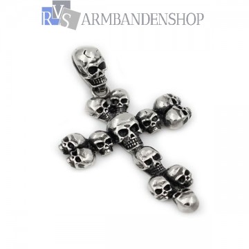 Rvs skull kruis hanger incl. ketting Rvs skull kruis hanger incl. ketting