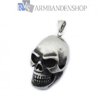 Rvs mat geborstelde skull hanger