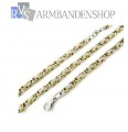 RVS set Bi-color koningsschakel ketting + armband