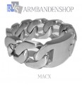 Matte rvs heren armband geborsteld staal  "Macx".