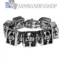 Rvs bikers armband " Skull " 21 cm.