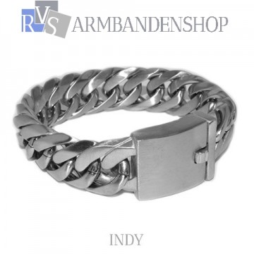 Matte rvs armband geborsteld staal "Indy".